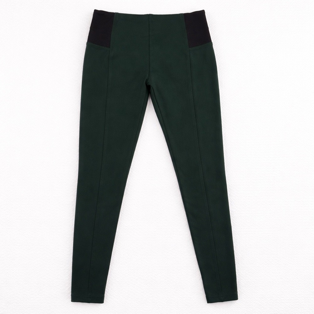Zara Basic Womens Green Leggings M High Rise Stretch Slim Pants‎ Athleisure